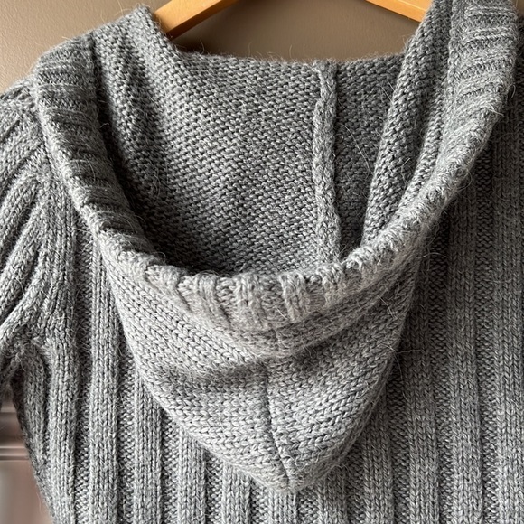 AERIE Grey Hooded Ribbed Cropped Cardigan Size XS - Picture 9 of 11